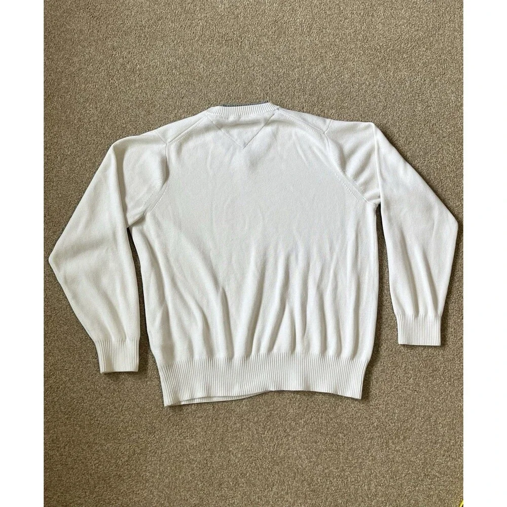 VTG VINTAGE 90s Tommy Hilfiger Knit Sweater Men's Sz S Cream Jumper | Hong Kong